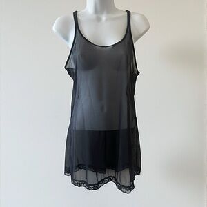 Victoria’s Secret Sheer Black Nylon Babydoll Slip Nightgown Lingerie Size S USA